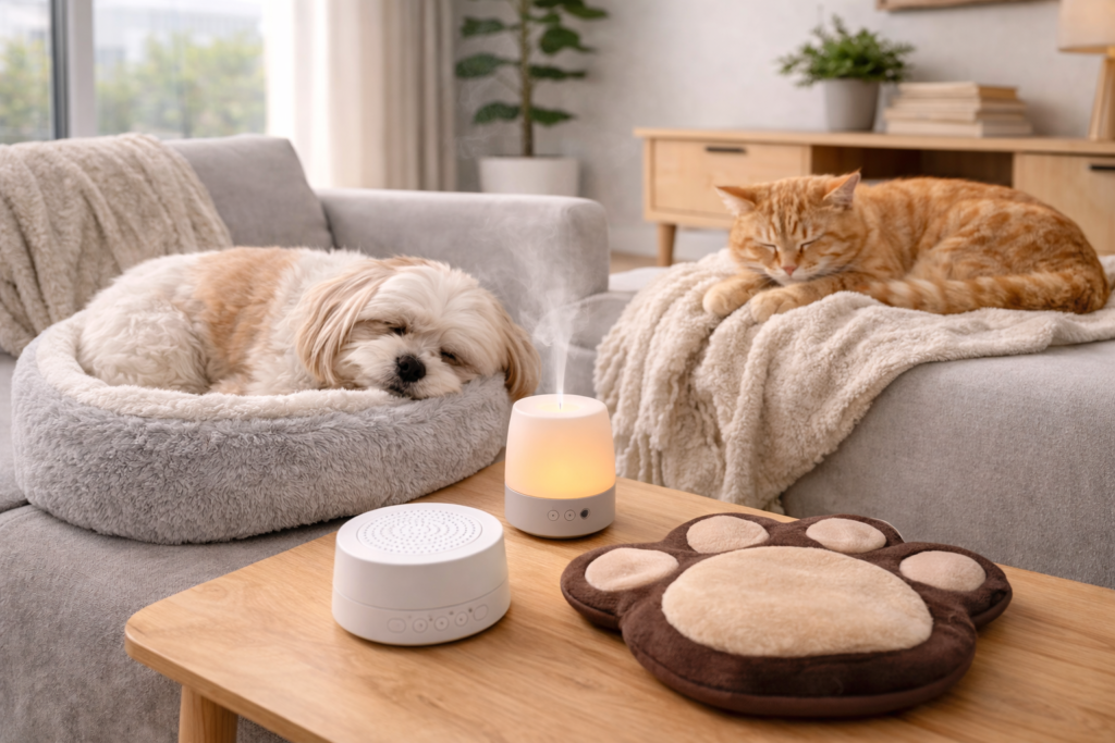 Comfort-focused products help dogs and cats feel secure, relaxed, and supported in apartment living. Soft beds, calming mats, gentle sound machines, and temperature-regulating accessories create a soothing environment that encourages rest and reduces stress, especially in small or busy homes.